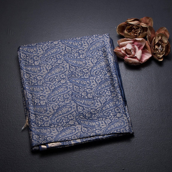 Pure Tussar Blue Floral Printed Saree 05