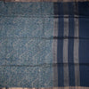 Pure Tussar Peacock Blue Floral Printed Saree