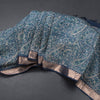 Pure Tussar Peacock Blue Floral Printed Saree