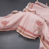 Semi Linen Light Brown Painted With Thread Work Saree