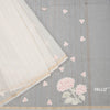 Raw Silk Cream Floral Thread Work Saree