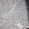 Raw Silk Cream Floral Thread Work Saree