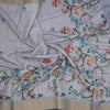 Raw Silk Grey Floral Printed Saree 05