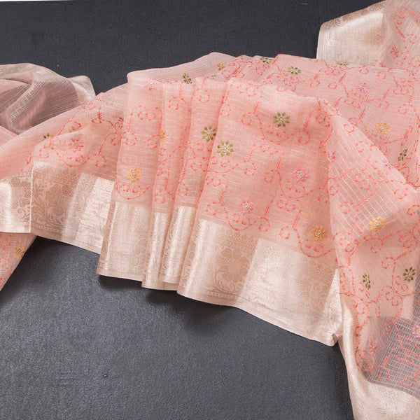 Kota Peach Thread Work Saree 04