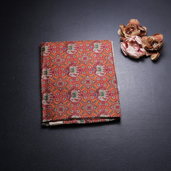 Raw Silk Orange Printed Saree