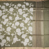 Pure Tussar Olive Green Floral Printed Saree