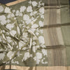 Pure Tussar Olive Green Floral Printed Saree