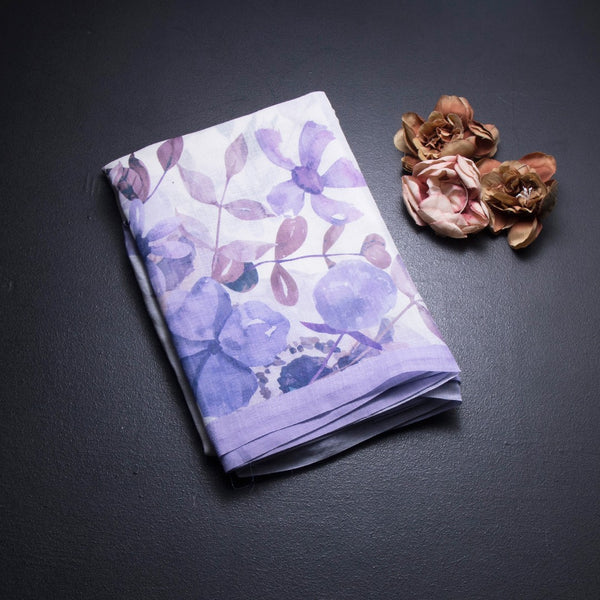 Semi Linen Cream Floral Printed Saree 12