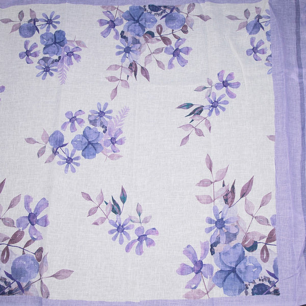 Semi Linen Cream Floral Printed Saree 12