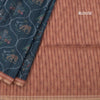 Raw Silk Dark Teal Blue Printed Saree