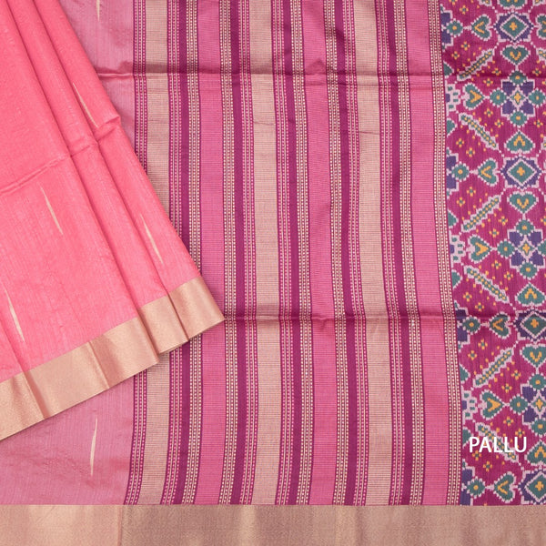 Silk Cotton Fiery Rose Pink Thread Work Saree With Malli Moggu Design