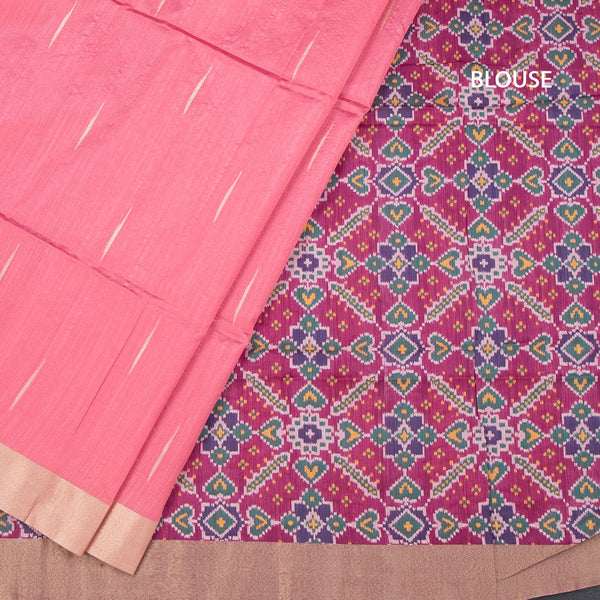 Silk Cotton Fiery Rose Pink Thread Work Saree With Malli Moggu Design