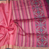 Silk Cotton Fiery Rose Pink Thread Work Saree With Malli Moggu Design