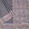 Raw Silk Grey Zari Checked Saree