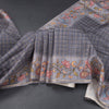 Raw Silk Grey Zari Checked Saree