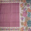 Raw Silk Dark Onion Pink Zari Checked Saree