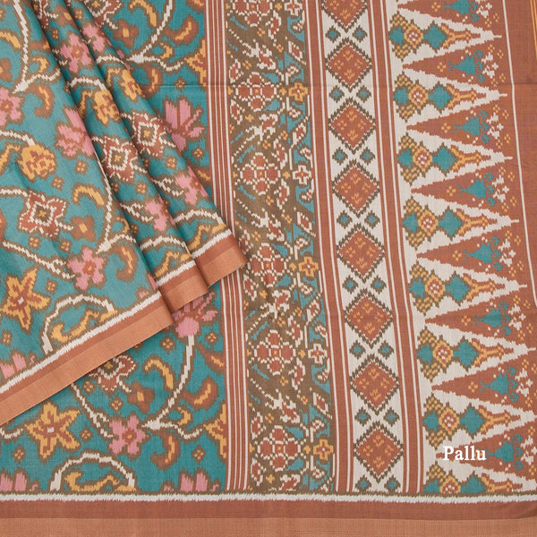 Raw Silk Dark Green Floral Printed Saree