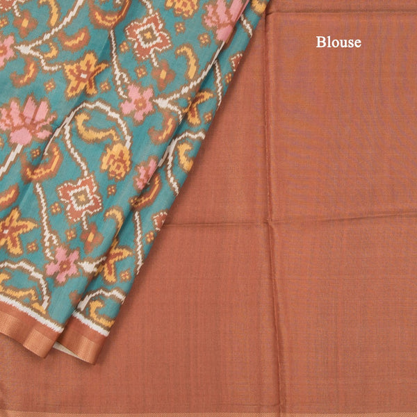 Raw Silk Dark Green Floral Printed Saree