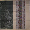 Raw Silk Dark Green Zari Checked With Printed Saree