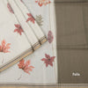 Raw Silk Pista Green Leaf Printed Saree