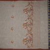 Linen Cream Floral Thread Work Saree 05