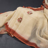 Linen Cream Floral Thread Work Saree 05