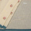 Linen Cream Floral Thread Work Saree 06