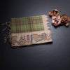 Raw Silk Olive Green Zari Checked Saree