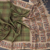 Raw Silk Olive Green Zari Checked Saree