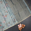 Raw Silk Mint Green Floral Printed Saree