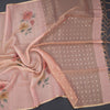 Raw Silk Peach Floral Printed Saree 06