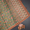Raw Silk Green Floral Printed Saree 02