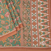 Raw Silk Green Floral Printed Saree 02