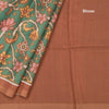 Raw Silk Green Floral Printed Saree 02