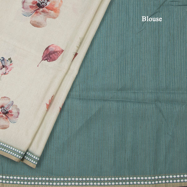 Raw Silk Pista Green Printed Saree