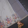 Raw Silk Grey Floral Printed Saree 06