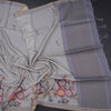 Raw Silk Grey Floral Printed Saree 06