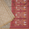 Raw Silk Sandal Printed Saree In Temple Design