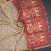 Raw Silk Sandal Printed Saree In Temple Design