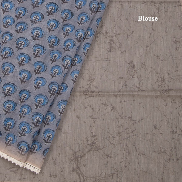 Chanderi Blue Printed Saree