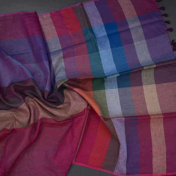 Linen Multi Colour Stripes Design Saree