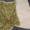 Chanderi Olive Green Printed Saree