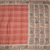 Raw Silk Peach Zari Checked Saree