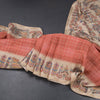 Raw Silk Peach Zari Checked Saree