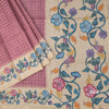 Raw Silk Onion Pink Zari Checked Saree