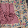 Raw Silk Onion Pink Zari Checked Saree
