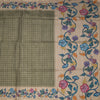 Raw Silk Olive Green Zari Checked Saree 02