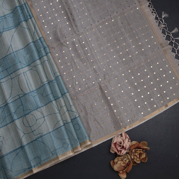 Raw Silk Multi Colour Printed Saree 04