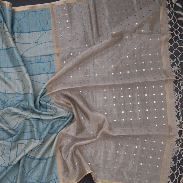 Raw Silk Multi Colour Printed Saree 04