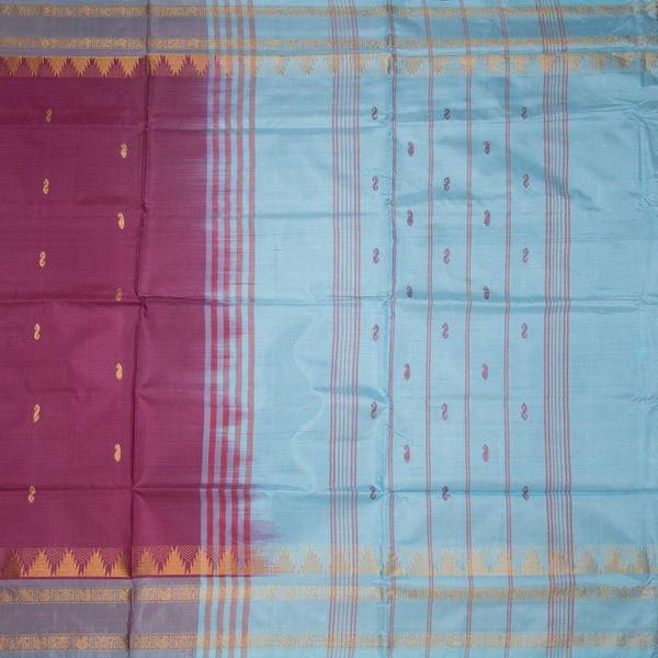 KSRTSR42096-2-Vaazhai-Naar-Dark-Pink-Saree-With-Thread-Buttas-And-Contrast-Pallu-full-veiw